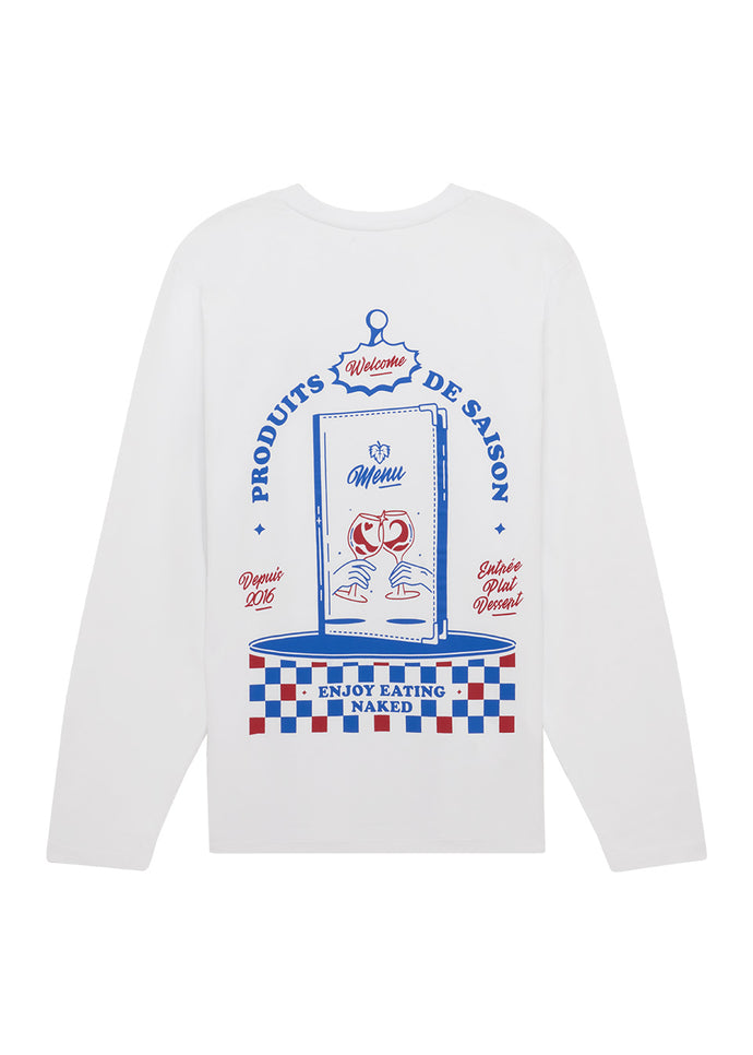 T-SHIRT EATING NAKED MANCHES LONGUES BLANC