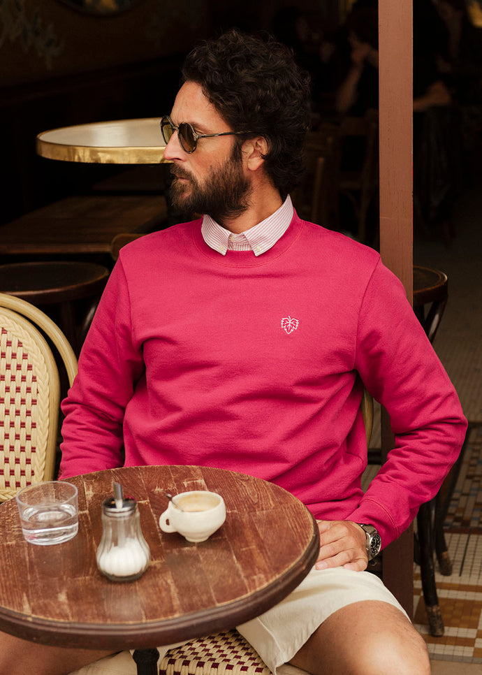 SWEAT VIGNE FRAMBOISE 100% COTON