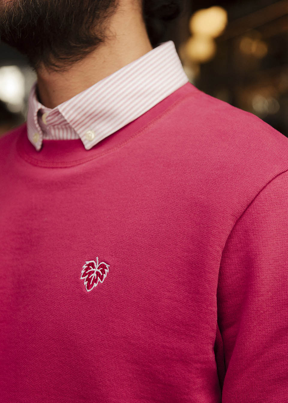 SWEAT VIGNE FRAMBOISE 100% COTON