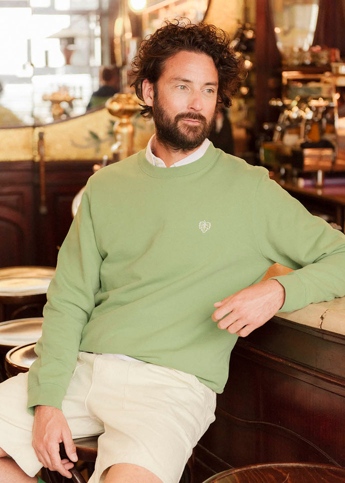 SWEAT VIGNE VERT OLIVE 100% COTON
