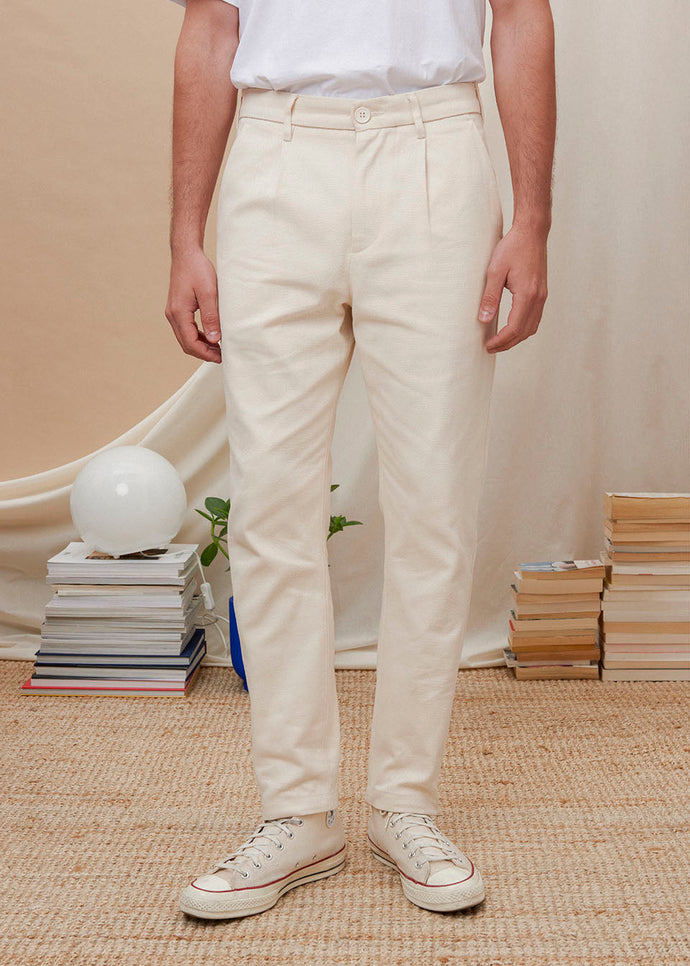 PANTALON TWILL RELAX ECRU 100% COTON