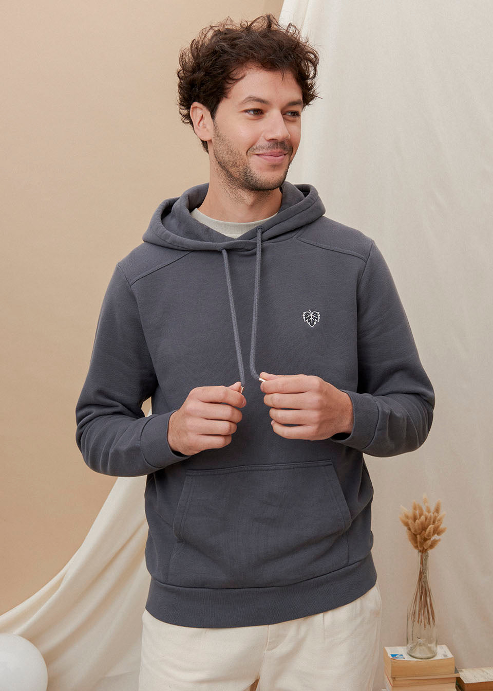 HOODIE GRIS ANTHRACITE 100% COTON